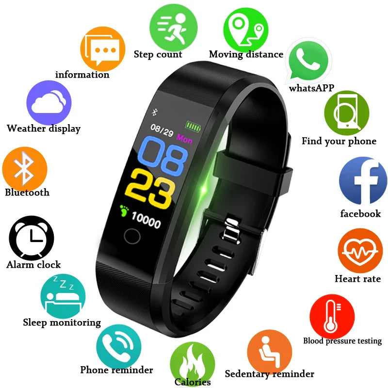 Unisex Smartwatch – Heart Rate, Blood Pressure & Fitness Tracker