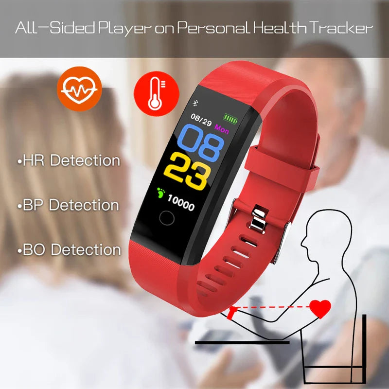 Unisex Smartwatch – Heart Rate, Blood Pressure & Fitness Tracker