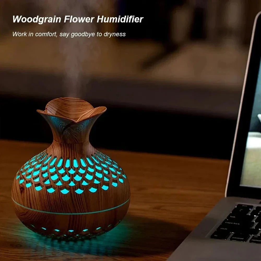 USB Wood Grain Humidifier – Aroma Diffuser & Desktop Humidifier