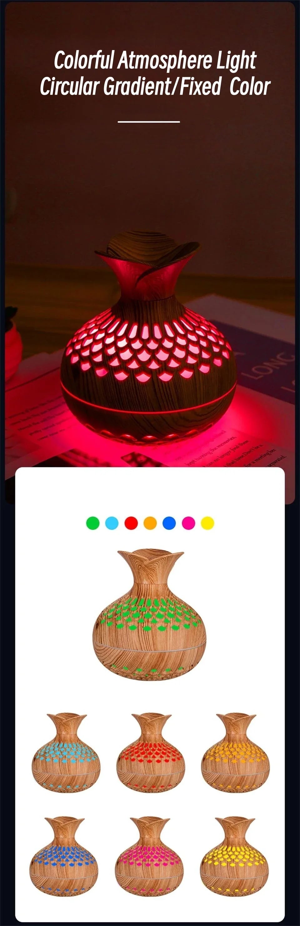 USB Wood Grain Humidifier – Aroma Diffuser & Desktop Humidifier