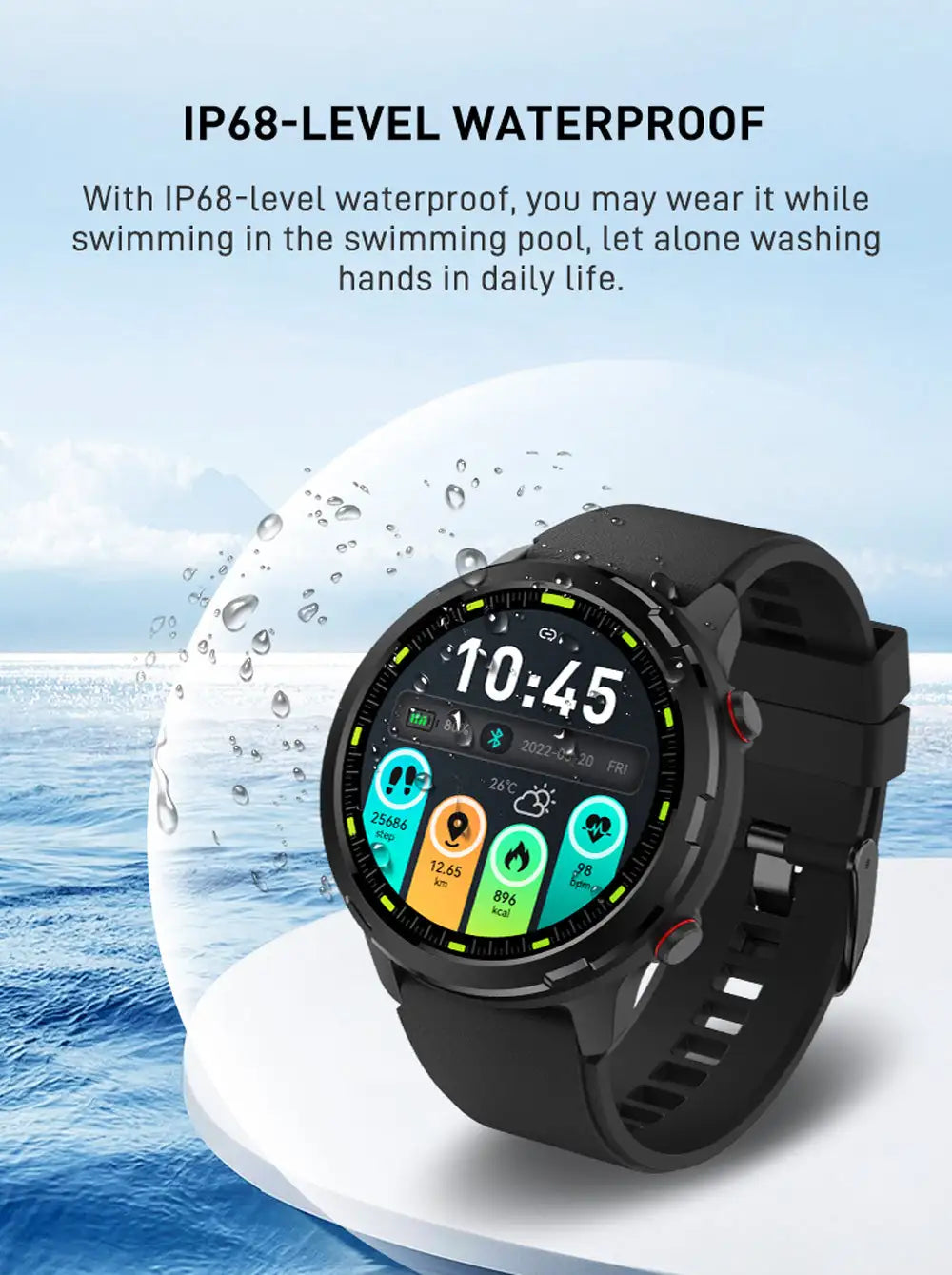 Outdoor GPS Smartwatch – Compass, Fitness & Multi-Sport Tracker