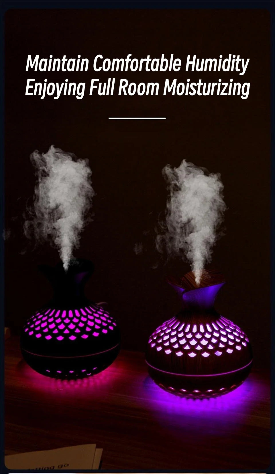 USB Wood Grain Humidifier – Aroma Diffuser & Desktop Humidifier