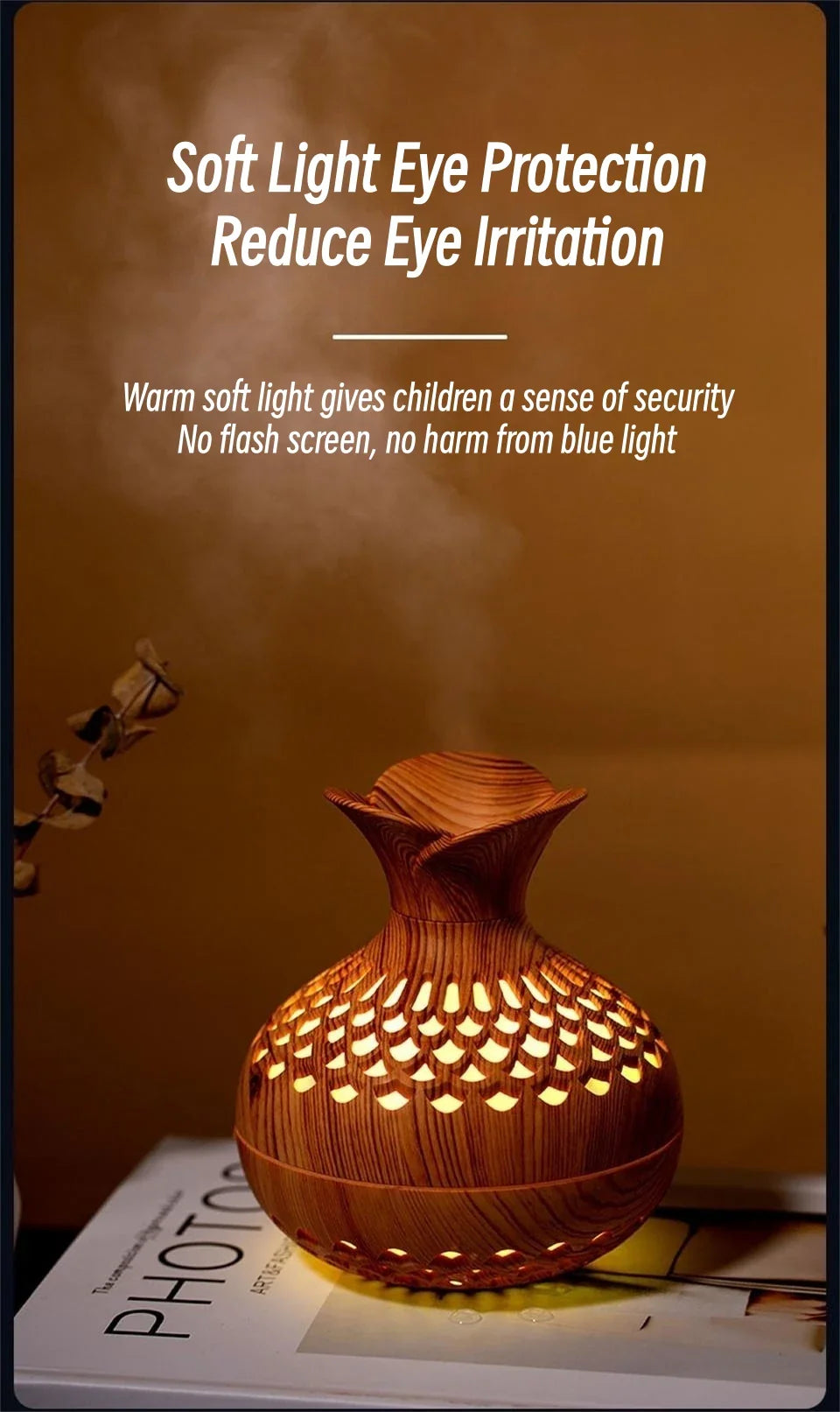 USB Wood Grain Humidifier – Aroma Diffuser & Desktop Humidifier