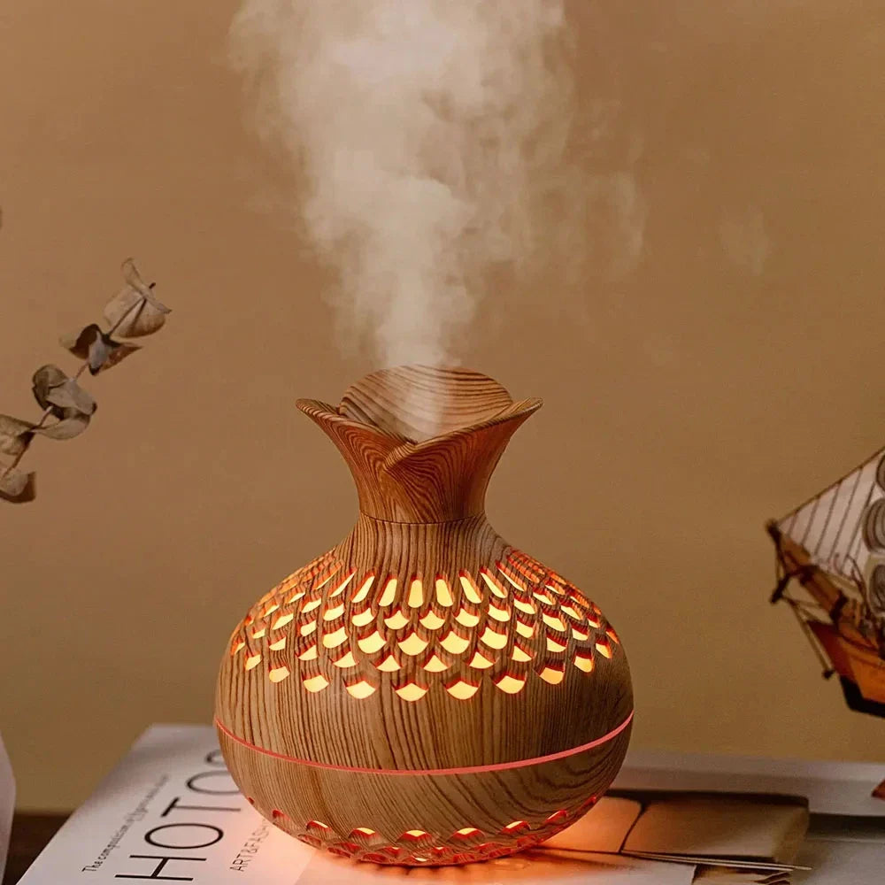 USB Wood Grain Humidifier – Aroma Diffuser & Desktop Humidifier