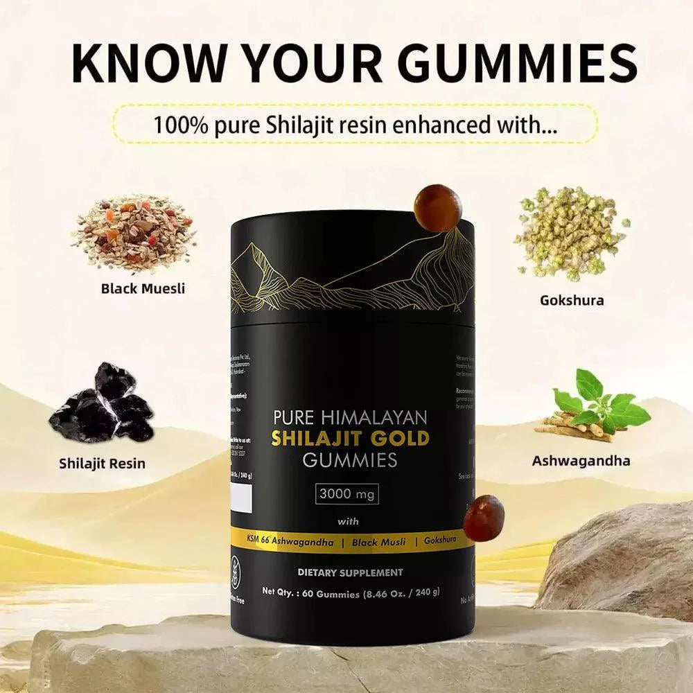 Himalayan Shilajit Gummies 3000mg - Gold Grade with Ashwagandha