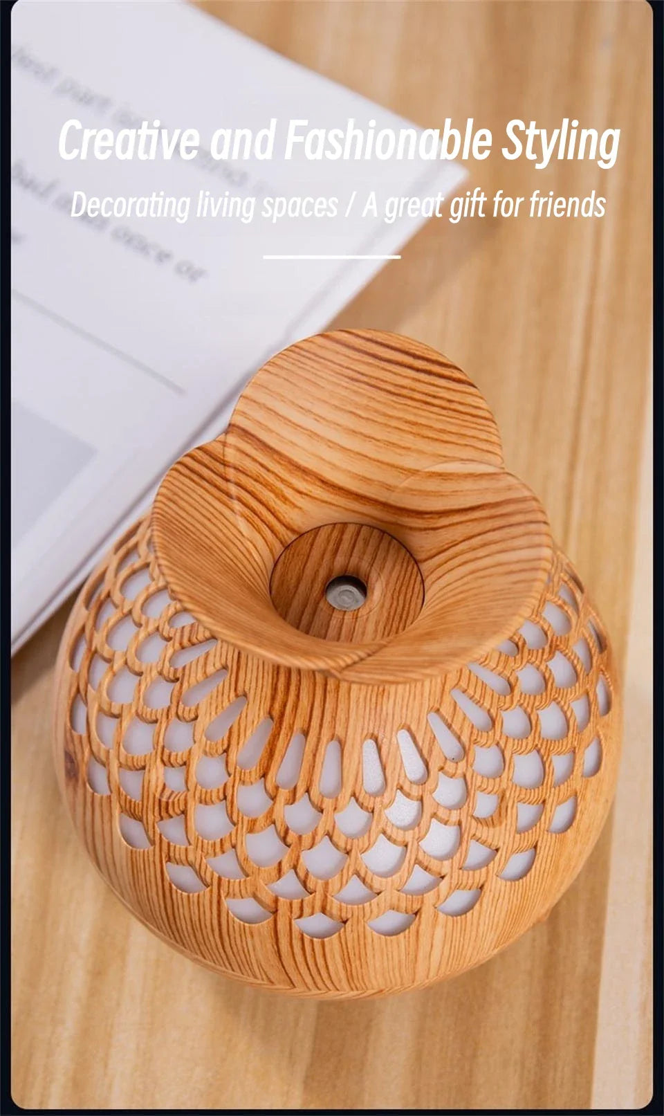 USB Wood Grain Humidifier – Aroma Diffuser & Desktop Humidifier