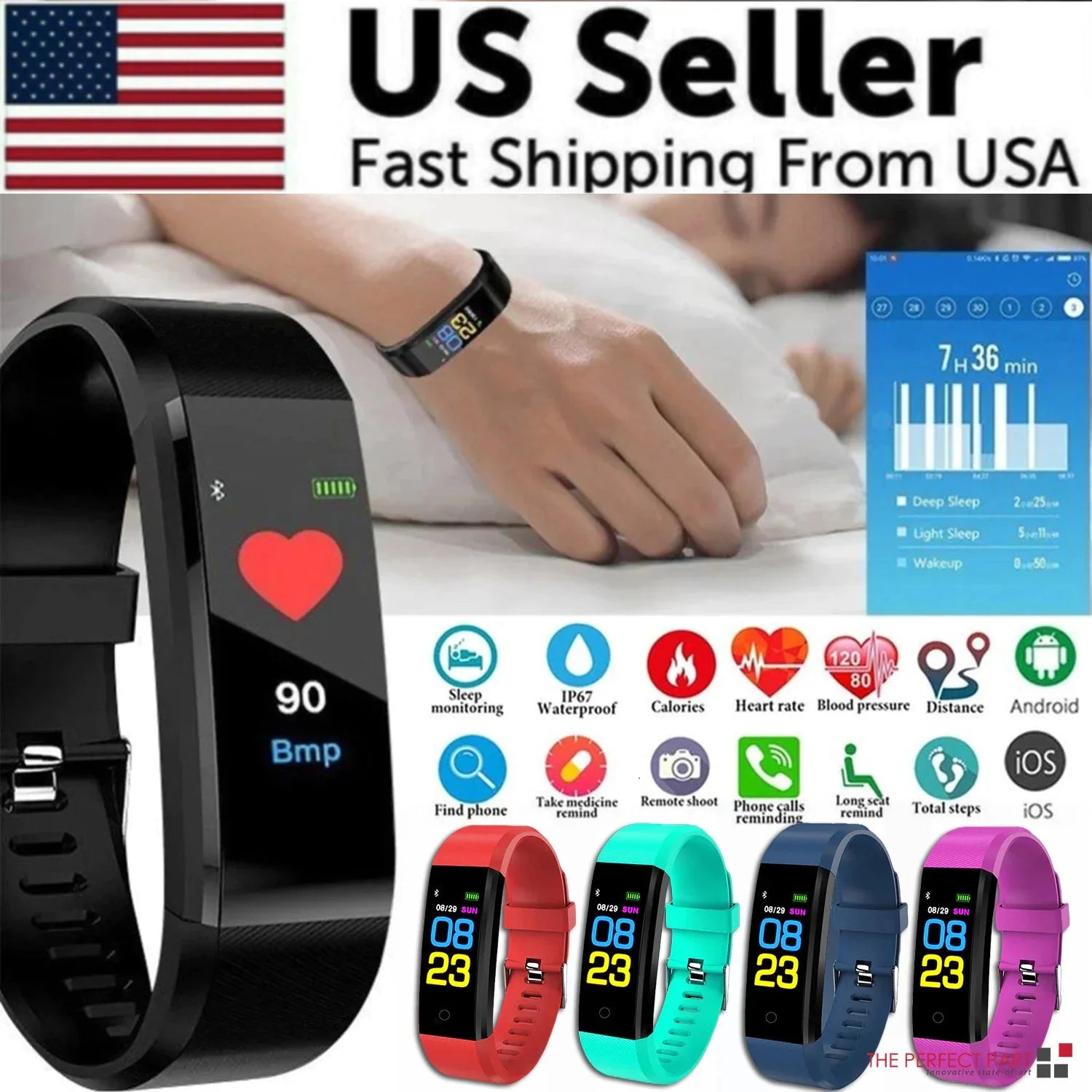IP67 Waterproof Fitness Tracker – Heart Rate & Multi-Sport Smartwatch